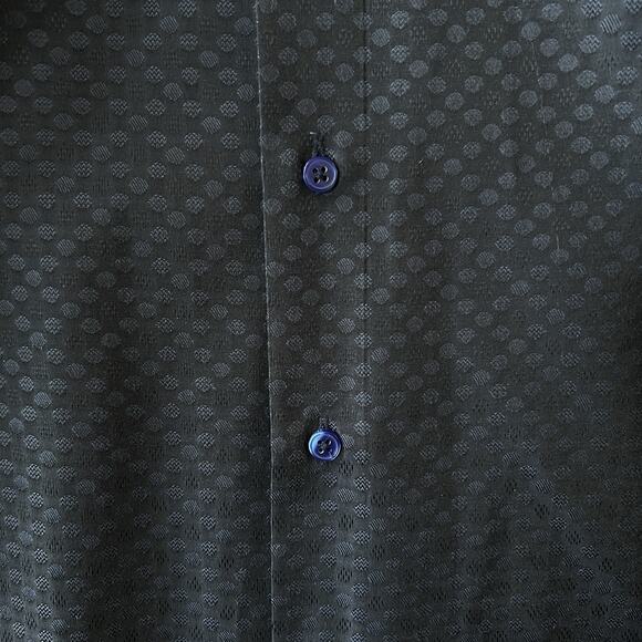 Visconti Men's Dress Shirt Long Sleeve XL Navy Blue Patterned Hidden Button - Picture 4 of 10